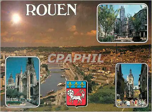 Moderne Karte Rouen Seine Maritime Vue generale prise de la cote Sainte Catherine