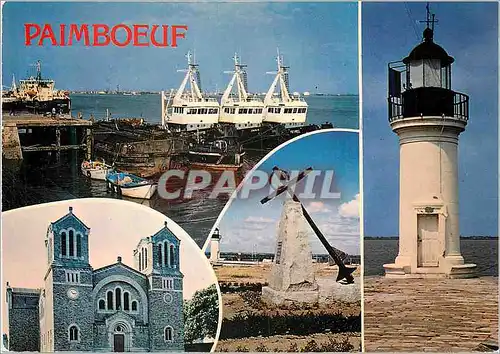 Moderne Karte Paimboeuf Loire Atlantique Vue superieure le port Vue inferieure gauche l eglise Saint Louis Pha