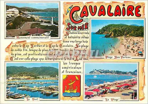 Cartes postales moderne Cote Varoise Souvenir de Cavalaire Monument commemoratif Plage Bon Porteau Le port La plage