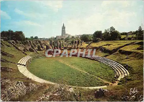 Moderne Karte Saintes Les Arenes Gallo Romaines au fond L Eglise St Eutrope