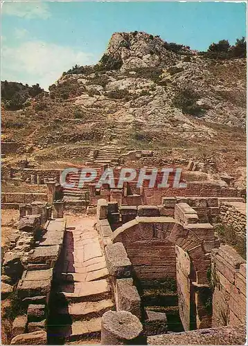Cartes postales moderne Saint Remy de Provence Glanum Au premier plan Le Nymphee sur la colline escalier conduisant au s