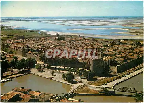 Moderne Karte Aigues Mortes Gard la Ville de Saint Louis En avion au desssus de la Cite