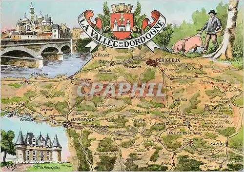 Moderne Karte La Vallee de La Dordogne Cochon Porc St Martial Perigueux