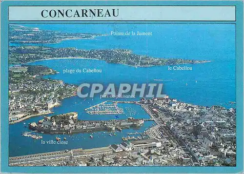 Moderne Karte Concarneau Finistere Vue generale sur la ville et la baie