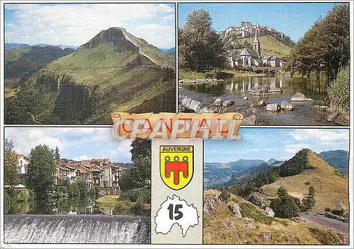 Moderne Karte Le Cantal Auvergne Divers aspects du department Le Puy Mary Saint Flour et les bords de l Ander