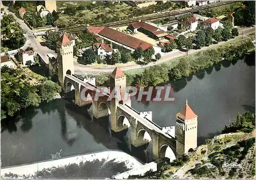 Moderne Karte Cahors Vue aerienne du Pont Valentre