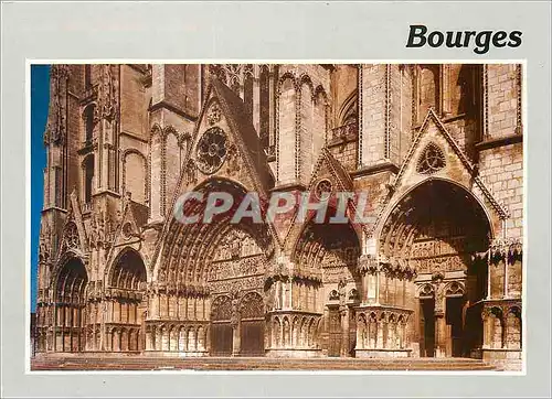 Moderne Karte Bourges Cher La cathedrale Le portail ouest