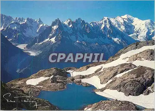 Cartes postales moderne Lac Blanc Chaine des Aiguilles de Chamonix et Mont Blanc