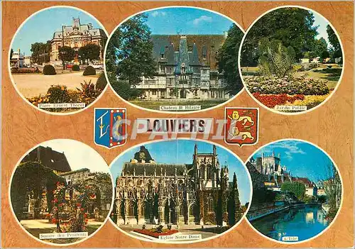 Cartes postales moderne Louviers Eure Place Ernest Thorel Ch�teau St Hilaire Jardin public Square des penitents Eglise N
