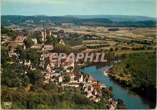 Moderne Karte Chateaux en Perigord Vallee de la Dordogne Site et Chateau de Beynac vus du ciel