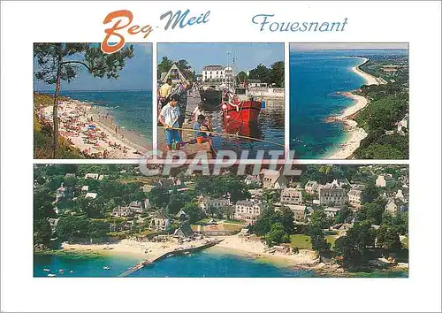 Moderne Karte Fouesnant Beg Meil Les plages et le port