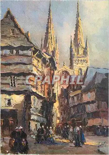 Cartes postales moderne Quimper Finistere Cathedrale et rue Kereon