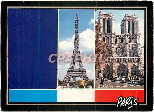 Moderne Karte L Arc de Triomphe La Tour Eiffel Notre Dame Paris