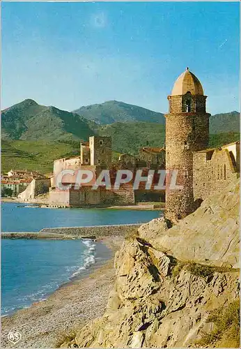 Moderne Karte Collioure PO Le clocher de l Eglise et le Chateau Fort