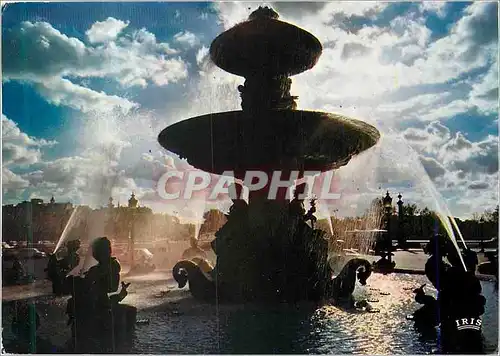 Moderne Karte Paris Contrejour sur les fontaines de la Place de la Concorde