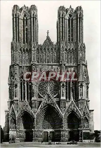 Moderne Karte Reims Marne La Cathedrale Notre Dame Facade Occidentale