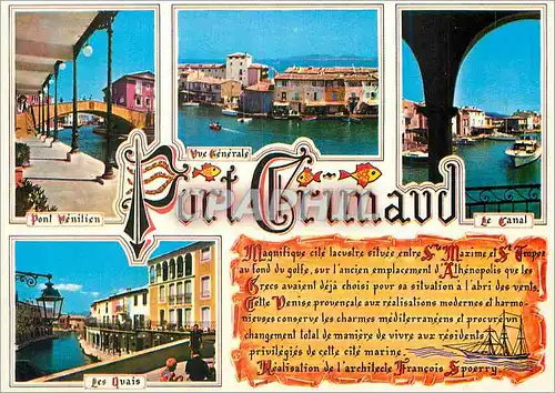 Cartes postales moderne Cote Varoise Souvenir de Port Grimaud Pont venitien Vue generale Le canal Les quais