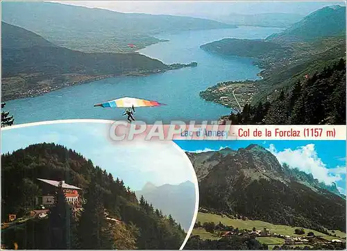 Cartes postales moderne Lac d Annecy Haute Savoie Le col de la Forciaz L Hotel Edelweiss Montmin Deltaplane