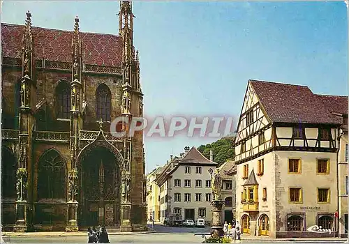 Cartes postales moderne Thann Ht Rhin Maison Erhard Collegiale et fontaine St Thiebaut
