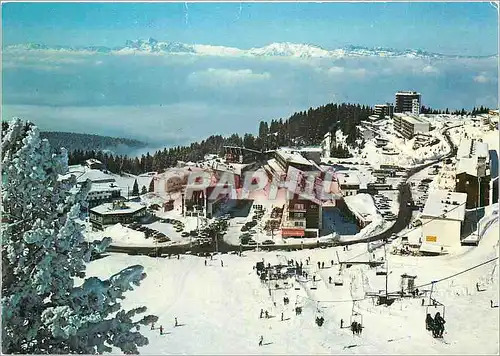 Moderne Karte Chamrousse Isere Vue generale Aufond la chaine du Vercors