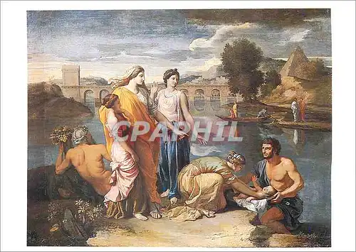 Cartes postales moderne Nicolas Poussin Moise sauve des caux Huile sur toile Louvre Departement des peintures