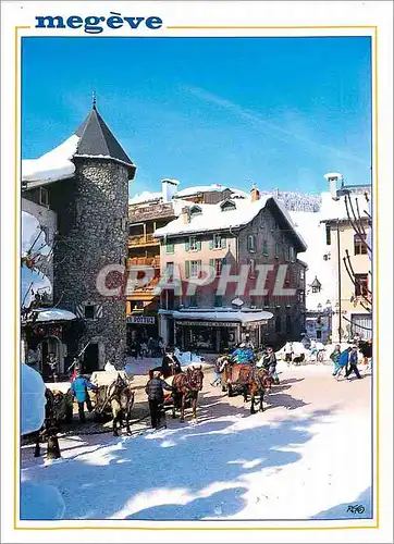 Cartes postales moderne Megeve Haute Savoie Le depart des traineaux