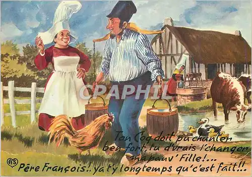 Cartes postales moderne Pere Franois ya ty longtemps qu c est fait Coq Vaches