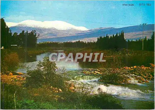 Moderne Karte Jordan River and Mt Hermon covered with snow