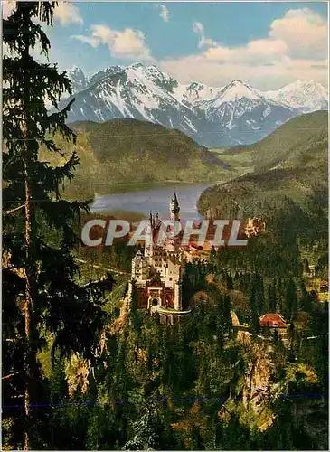 Cartes postales moderne Konigschloss Neuschwanstein mit Hohenschwangau Alpsee und Tiroler Hochgebirge