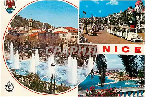 Cartes postales moderne Nice Le jardin de l Esplanade du Paillon La Promenade des Anglais L Entree du Port Train