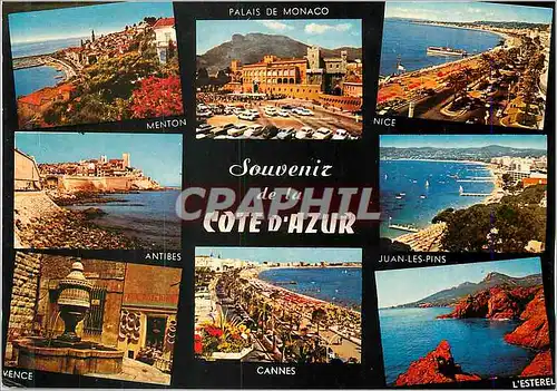 Cartes postales moderne Souvenir de la Cote d Azur Palais de Monaco Menton Nice Antibes Juan les Pins Vence Cannes L Est