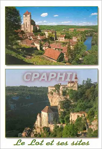 Moderne Karte Le Lot et ses sites Village de Saing Cirq Lapopie Rocamadour