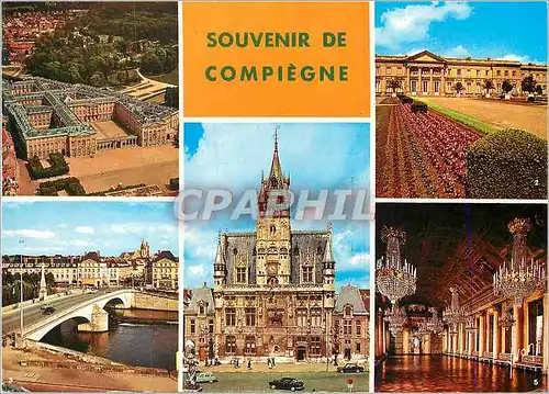 Moderne Karte Souvenir de Compiegne Oise Le palais vue generale Le palais vu du parc
