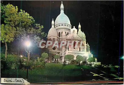 Cartes postales moderne Sous le Ciel de Paris La Basilique du Sacre Coeur illuminee