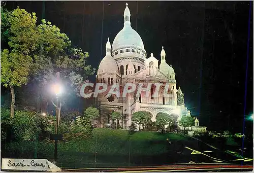 Moderne Karte Sous le Ciel de Paris La Basilique du Sacre Coeur illuminee