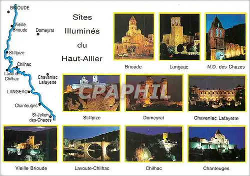 Cartes postales moderne Sites Illumines du Haut Allier Brioude Langeac ND des Chazes St Ilpize Domeyrat Chavaniac Lafaye