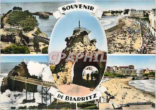 Ansichtskarte AK Souvenir de Biarritz Grande Plage Rocher de la Vierge