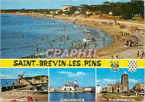 Cartes postales moderne Saint Brevin les Pins (Loire Atl 44) La plage Bac pour St Nazaire L'eglise et le bassin