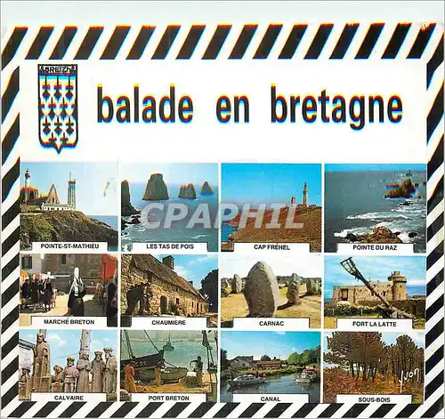 Moderne Karte Balade en Bretagne Pointe St Mathieu Les tas de Pois Cap Frehel Pointe du Raz Marche breton Chau