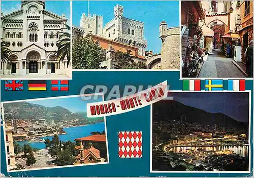 Cartes postales moderne Monaco Monte Carlo La Cathedrale Le Palais Princier et le Rocher Ruelle Caracteristique