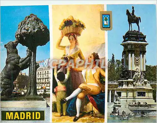 Cartes postales moderne Madrid Monumento al Oso y El Madrono Goya La Vendimia Marque del Retiro