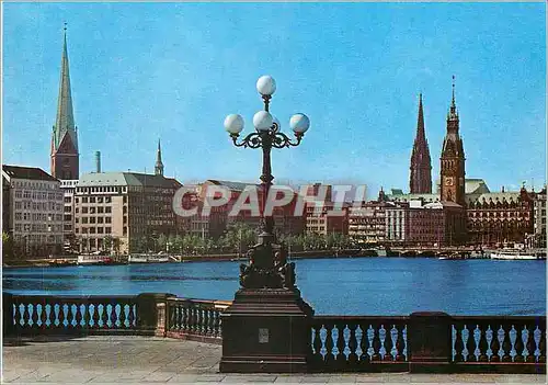 Cartes postales moderne Hamburg View From the Lombardsbrucke Over the Inner Alster Lake