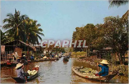 Cartes postales moderne Rajburi Middle Thailand Damnernsaduak Floating Market