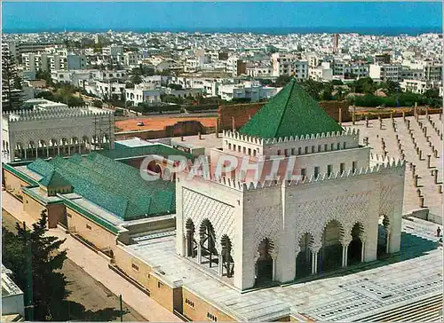 Moderne Karte Rabat Le Mausolee Mohammed V Vue Panoramique en Detail du Monument