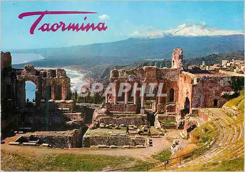 Moderne Karte Taormina Scene du Theatre Grec