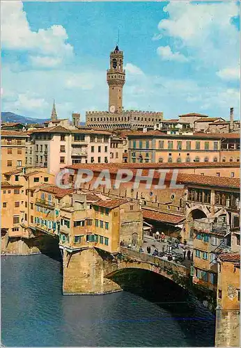 Moderne Karte Firenze Le Pont Vieux et la Tour du Palais de la Sigonria