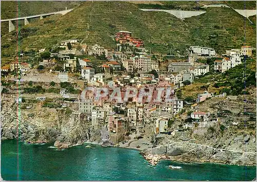 Moderne Karte Le Cinque Terre Riomaggiore Vue de l'Avion
