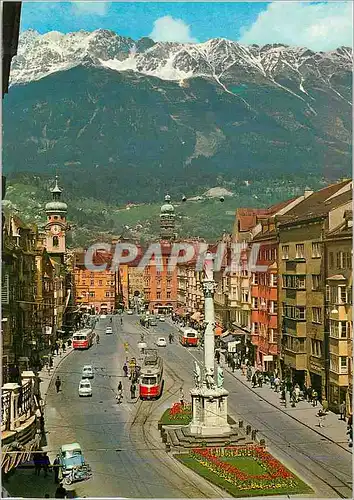 Moderne Karte Innsbruck Rue Marie Therese avec Seegrube et Hafelekar 2334m