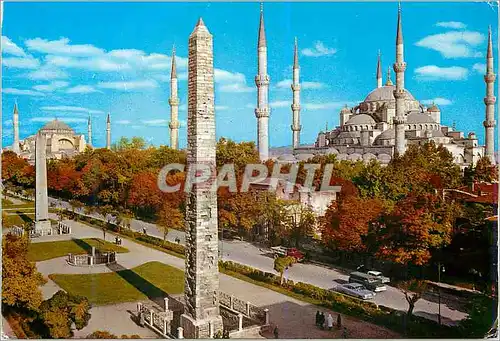Moderne Karte Istanbul Ve Saheserleri Hippodrome et la Mosquee Bleue
