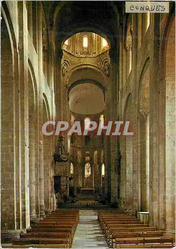 Cartes postales moderne Conques (Aveyron) Eglise Sainte Foy (XIe S) La Nef